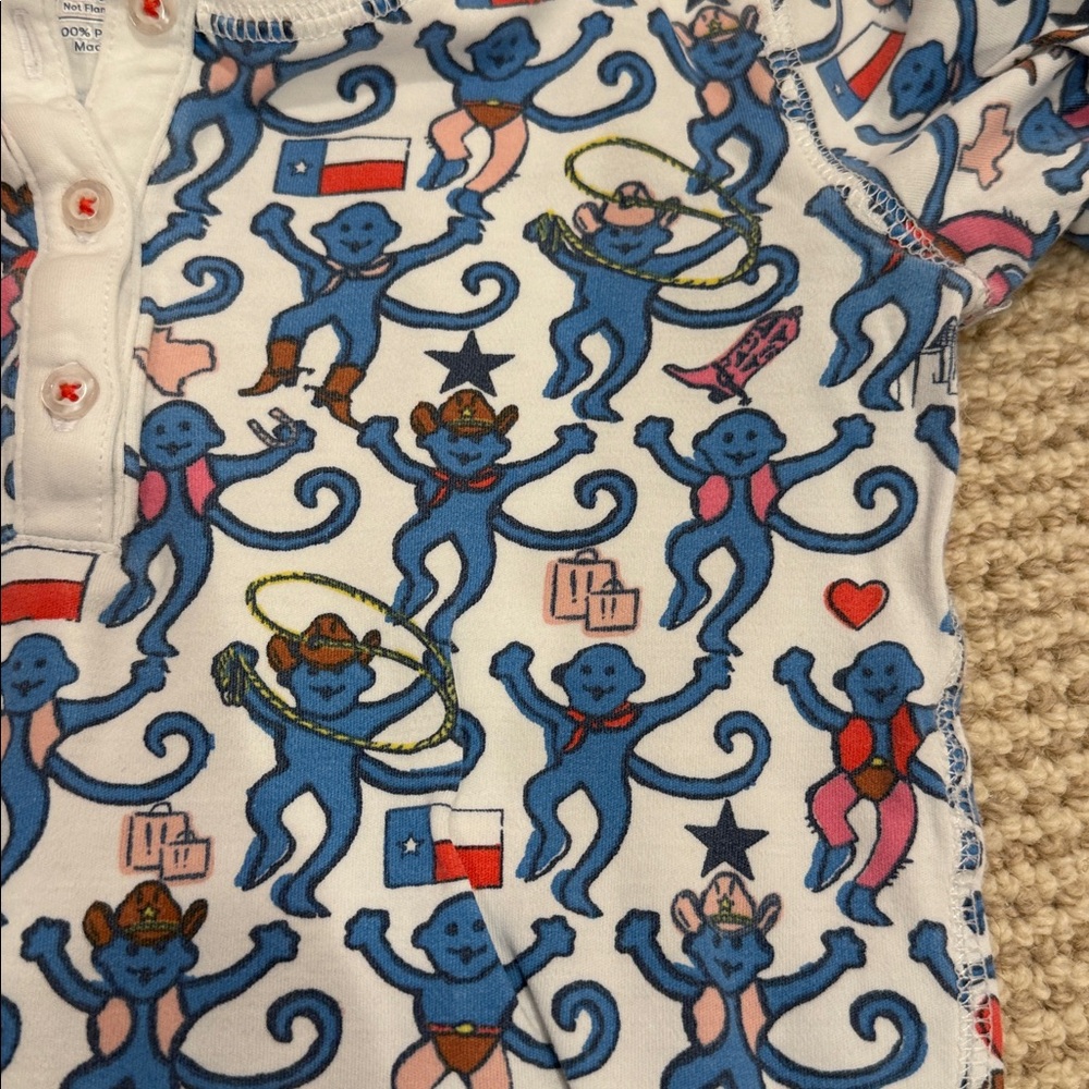 Roller Rabbit Blue cowboy monkey  Kids' Pajama Set - Picture 3 of 3